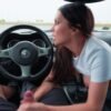 POV blowjob in a car in the parking lot